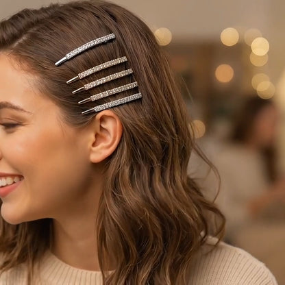 2Pcs Crystal Hair Pins for Women | Sparkling Rhinestone Hair Clips | Elegant Hair Barrettes for Party, Wedding & Daily Wear