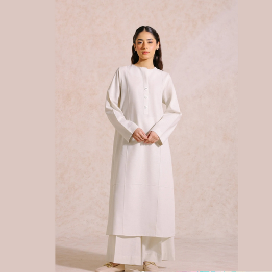 5gz Unstitched White 2-Piece Dress for Women and Girls