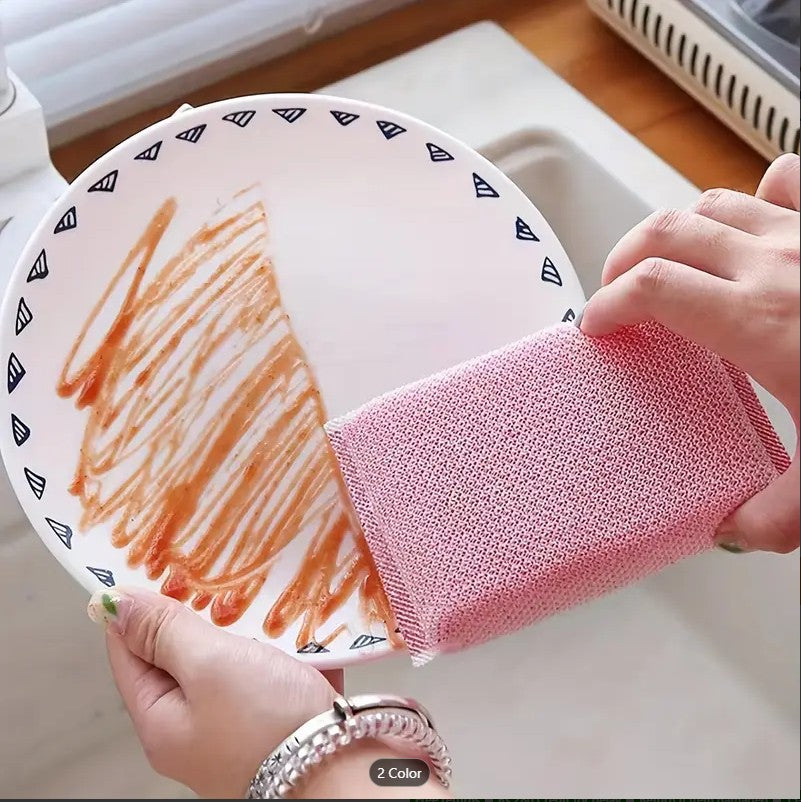4PCS Premium Non-Scratch Kitchen Cleaning Sponges | Double-Sided Reusable Dish Scrubber Pads for Pots, Pans & Non-Stick Cookware