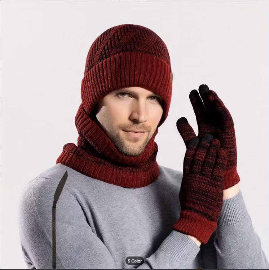 3 PCS Winter Hat & Scarf Set for Women & Men