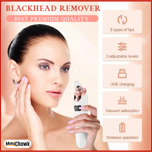 5 in 1 Blackhead Remover Vacuum – Electric Pore Cleaner with 5 Suction Heads, USB Rechargeable Facial Skin Care Tool