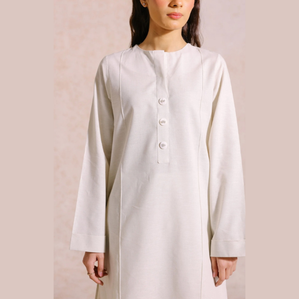 5gz Unstitched White 2-Piece Dress for Women and Girls