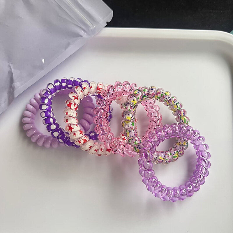 Candy-Colored Spiral Hair Ties for Women – Telephone Wire Elastic Phone Cord Hair Bands | Stylish, Tangle-Free & Gentle Hair Accessories