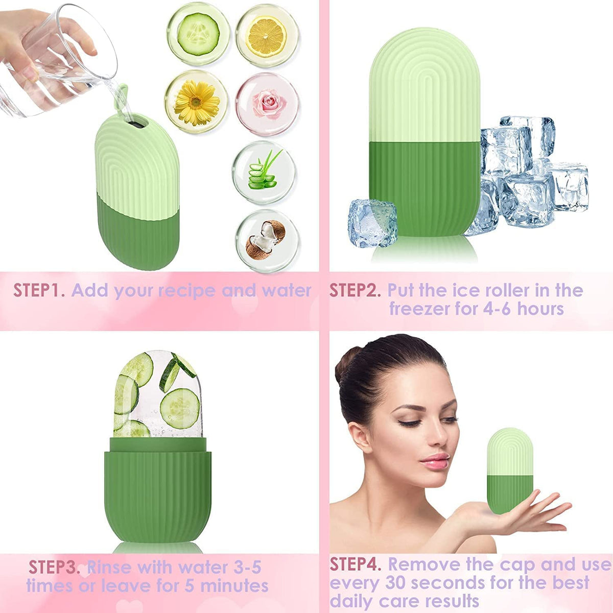 Ice Roller for Face Massager & Eye Soft Feel Beauty Reusable Face Rollers Facial Roller Box Face to Enhance Skin Glow Shrink & Tighten Pores (1 Piece Only)
