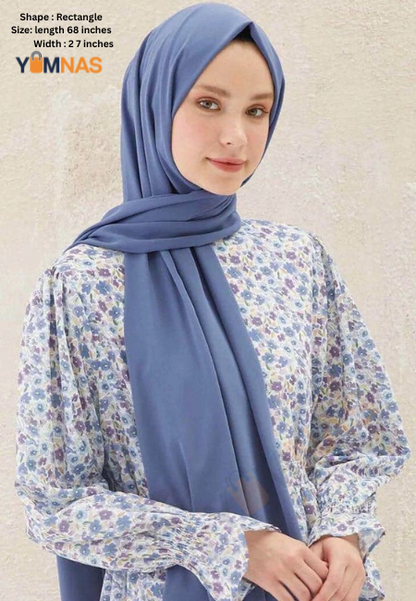 Denim Blue Luxury Chiffon Hijab for Women & Girls
