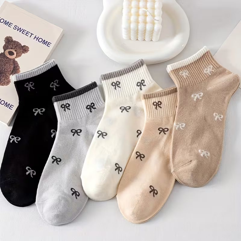 Women'S Striped Bowknot Ankle Socks