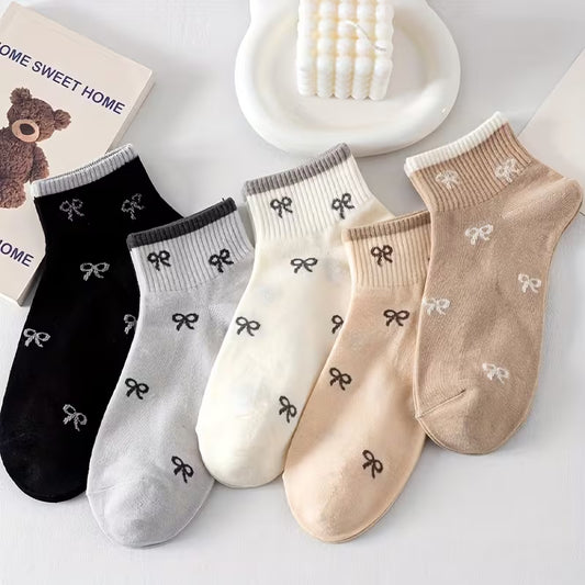 Women'S Striped Bowknot Ankle Socks
