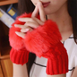 Women’s Plush Fleece-Lined Half-Finger Gloves