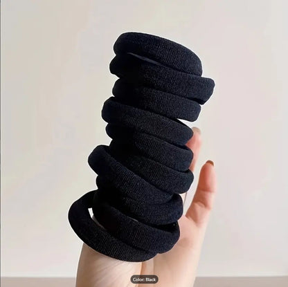 6 Pcs Black High-Elasticity Seamless Hair Ties for Women