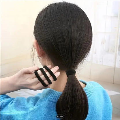 24 PCS Black Seamless Hair Ties for Women | Non-Slip, Damage-Free Ponytail Holders