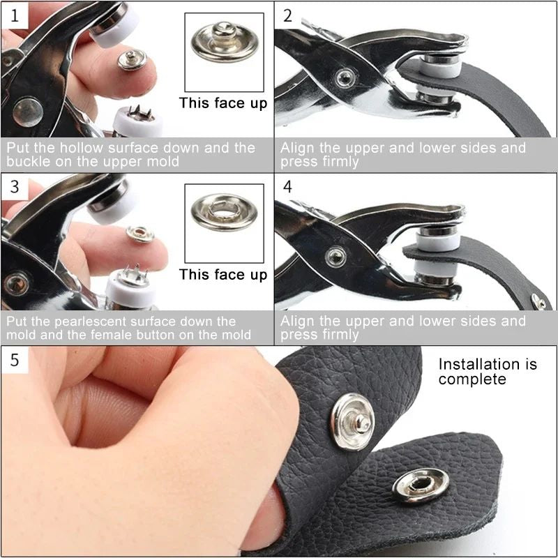 High Quality Metal Snap Buttons Press Plier_9.5mm Metal Sewing Prong Ring Buttons Clip Plier _Diy Button Punch Tool For Baby Clothes_abaya Ring Metal Button Presser Machine Fastener Snap Buttons Kit Tich Button Tool Kit (Homeducts)