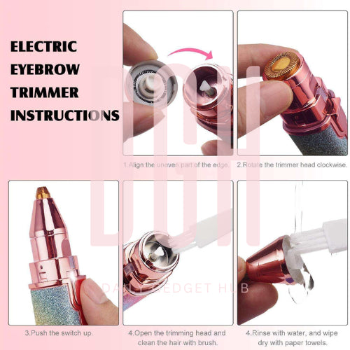 EYEBROW TRIMMER | 2 In 1 PAINLESS BROW SHAVER HAIR REMOVER BATTERY OPERATED EYEBROW TRIMMER FACIAL HAIR REMOVER.