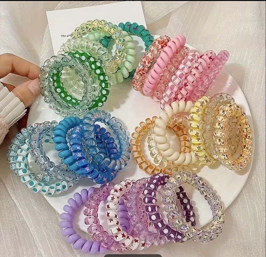 Candy-Colored Spiral Hair Ties for Women – Telephone Wire Elastic Phone Cord Hair Bands | Stylish, Tangle-Free & Gentle Hair Accessories