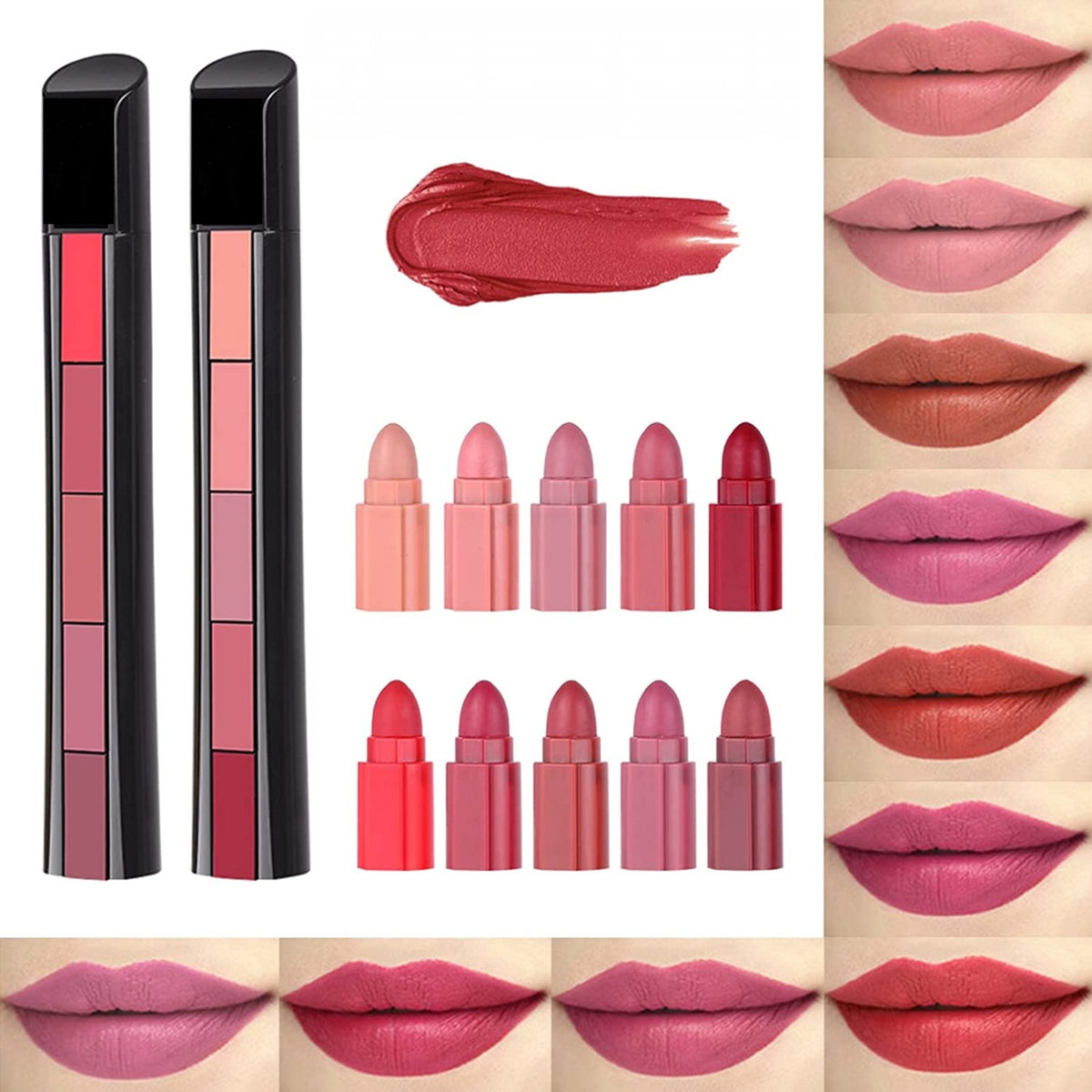5 in 1 Lipstick Matte lipsticks Waterproof | Long Lasting |Lipstick Long lasting Random Shades Lipsticks 3.5g