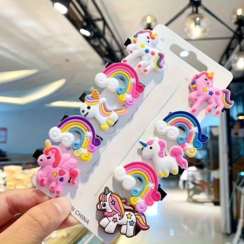 Unicorn Hair Clips Set for Girls | Cute Rainbow Cartoon Hair Accessories