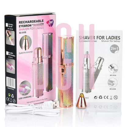 EYEBROW TRIMMER | 2 In 1 PAINLESS BROW SHAVER HAIR REMOVER BATTERY OPERATED EYEBROW TRIMMER FACIAL HAIR REMOVER.