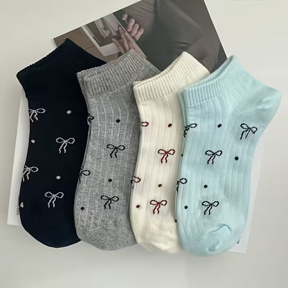 Women'S Striped Bowknot Ankle Socks