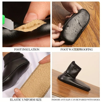Winter Warm PU Leather Thermal Floor Socks for Adults – Anti-Slip Cozy Indoor Socks for Home & Cold Weather