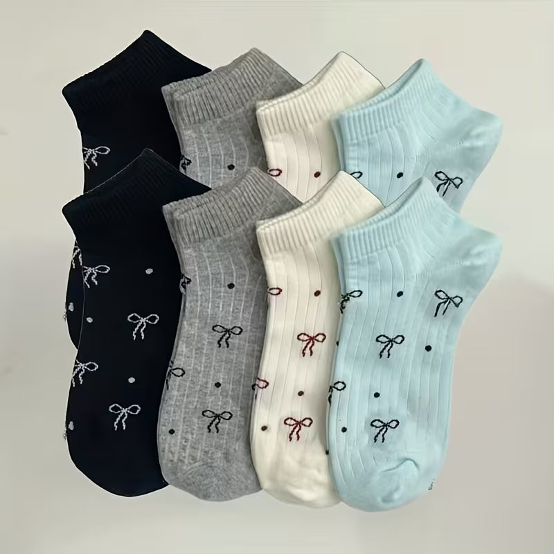 Women'S Striped Bowknot Ankle Socks