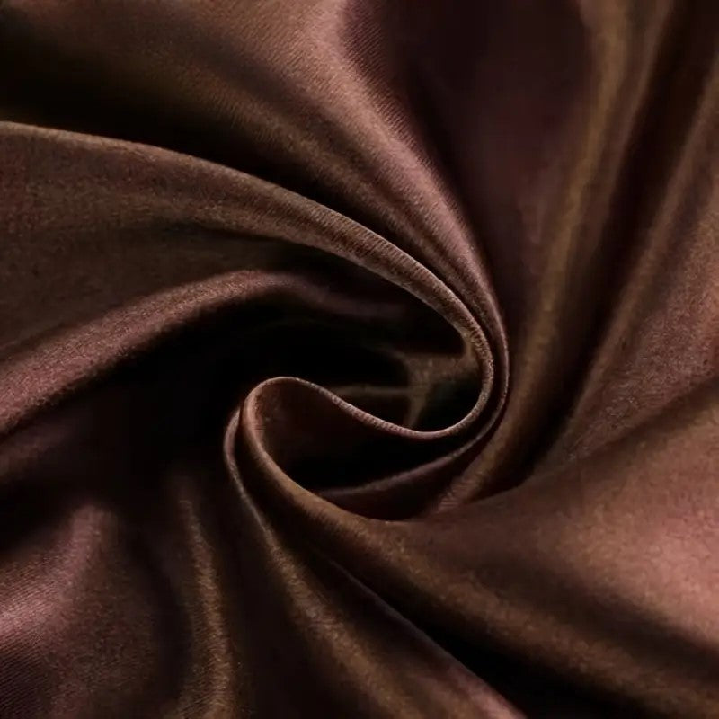 Dark brown Unstitched 2 Piece Plain Imported Korean Silk Shirt & Trouser Set for Women