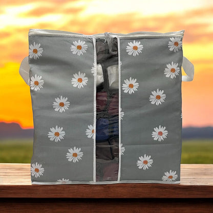 Storage Bag Large Jumbo Black with Rose Flower Design Bedroom Clothes Storage Baga,