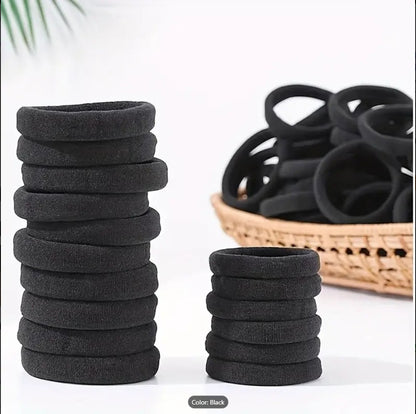 24 PCS Black Seamless Hair Ties for Women | Non-Slip, Damage-Free Ponytail Holders