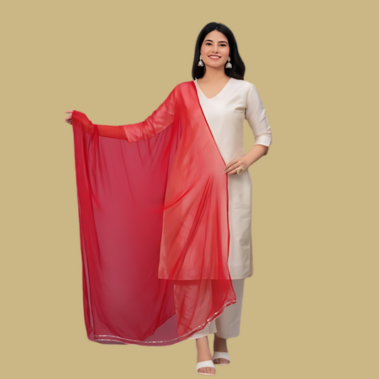 Red Luxury Crinkle Chiffon Dupatta for Women & Girls