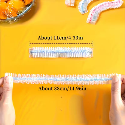 100pcs Stretchable Plastic Food Wrap Roll with Transparent Reusable Dish Covers