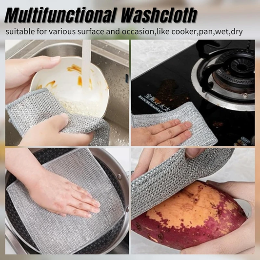 pack of 5 pcs Magic Dishcloth – Metal Wire Cleaning Cloth for Kitchen, Pots & Silver Dish Washing