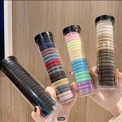 6 Pcs Black High-Elasticity Seamless Hair Ties for Women