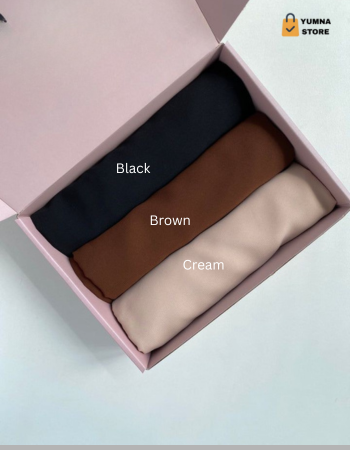 Black, Brown & Cream Hijabs Pure chiffon Hijabs & Stoles for Women and Girls