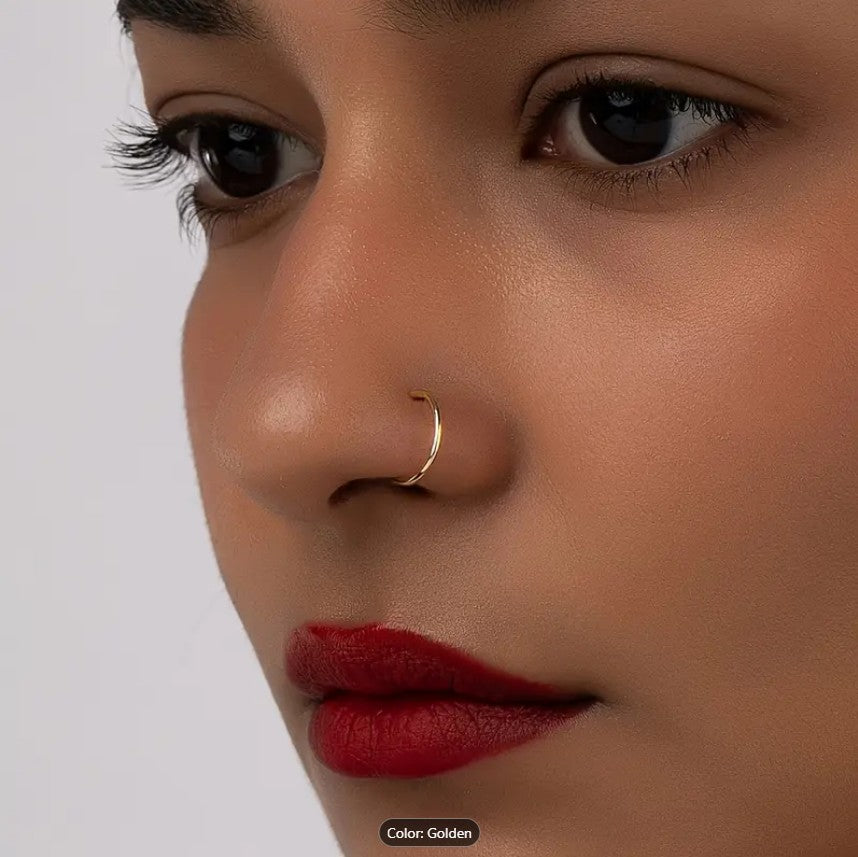 10 Pcs Nose Ring for Women & Girls(Golden, Silver & Multicolor 8mm