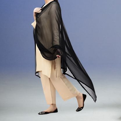 Black Crinkle Chiffon Dupatta