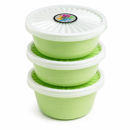 Premium 3-Piece Round Food Storage Container Set - BPA Free, Leak Proof, Stackable Kitchen Organizers - 500ml Each