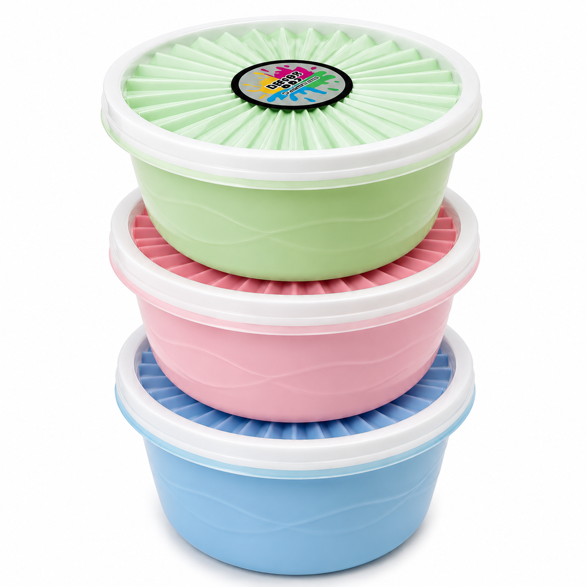 Premium 3-Piece Round Food Storage Container Set - BPA Free, Leak Proof, Stackable Kitchen Organizers - 500ml Each
