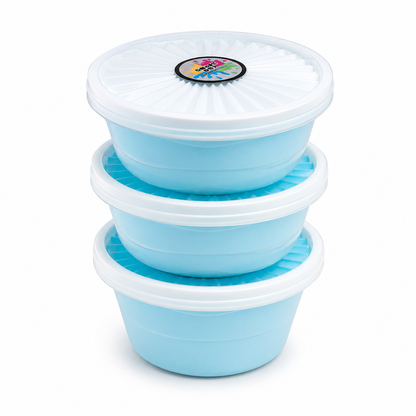 Premium 3-Piece Round Food Storage Container Set - BPA Free, Leak Proof, Stackable Kitchen Organizers - 500ml Each