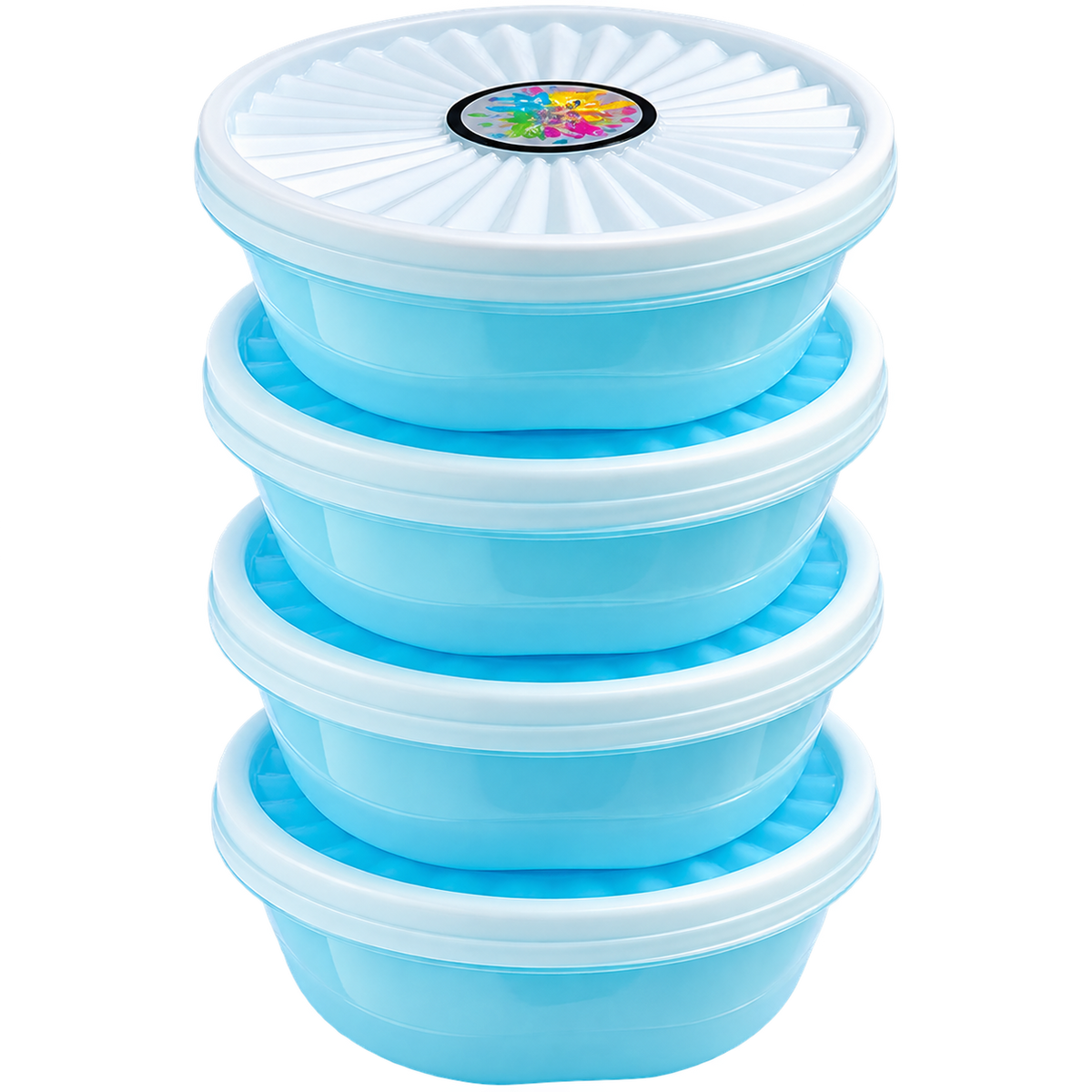 Premium 4-Piece Round Food Storage Container Set - BPA Free, Leak Proof, Stackable Kitchen Organizers - 500ml Each