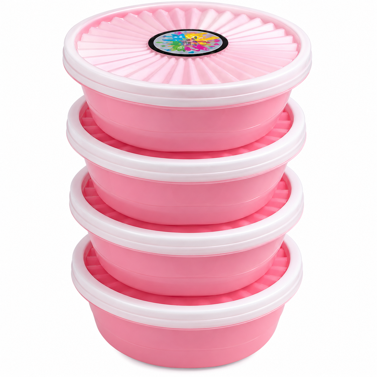 Premium 4-Piece Round Food Storage Container Set - BPA Free, Leak Proof, Stackable Kitchen Organizers - 500ml Each