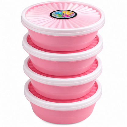 Premium 4-Piece Round Food Storage Container Set - BPA Free, Leak Proof, Stackable Kitchen Organizers - 500ml Each