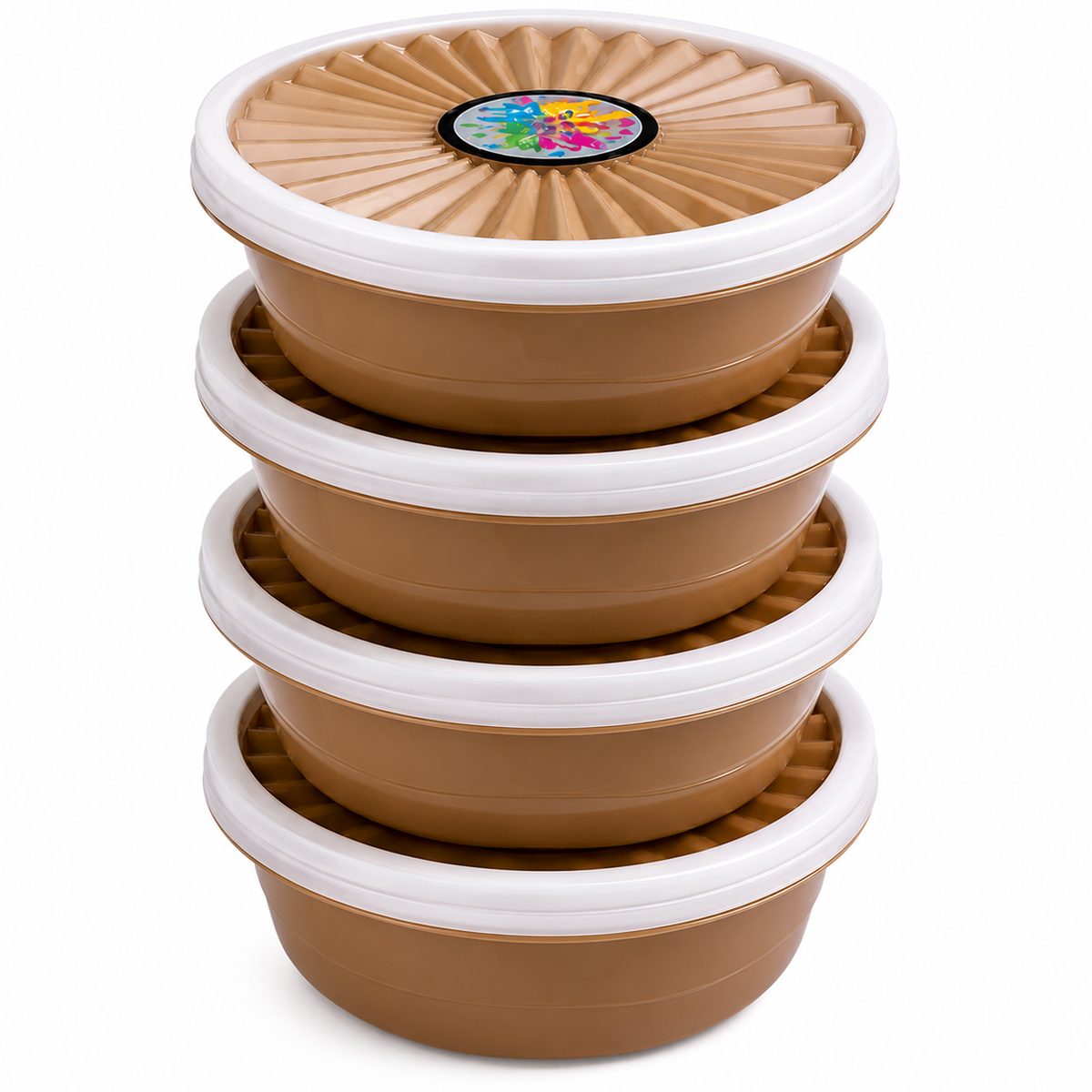 Premium 4-Piece Round Food Storage Container Set - BPA Free, Leak Proof, Stackable Kitchen Organizers - 500ml Each