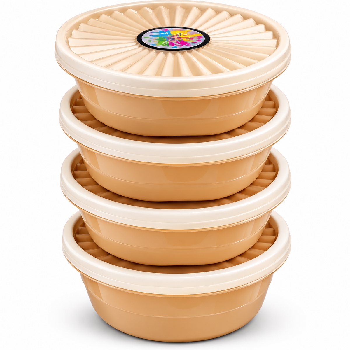 Premium 4-Piece Round Food Storage Container Set - BPA Free, Leak Proof, Stackable Kitchen Organizers - 500ml Each