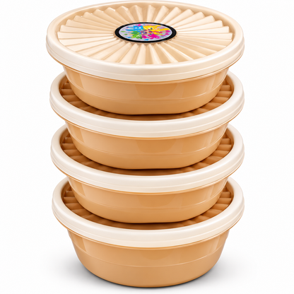 Premium 4-Piece Round Food Storage Container Set - BPA Free, Leak Proof, Stackable Kitchen Organizers - 500ml Each