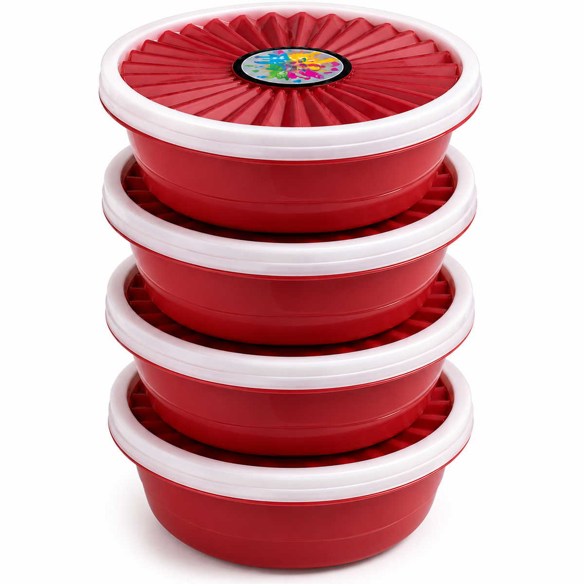 Premium 4-Piece Round Food Storage Container Set - BPA Free, Leak Proof, Stackable Kitchen Organizers - 500ml Each