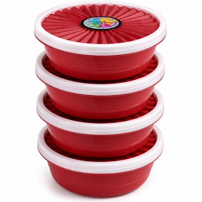 Premium 4-Piece Round Food Storage Container Set - BPA Free, Leak Proof, Stackable Kitchen Organizers - 500ml Each