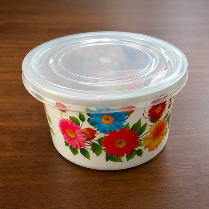 Premium 4-Piece Floral Printed Food Storage Container Set - BPA Free, Airtight Leak Proof, Stackable Kitchen Organizers with Lids