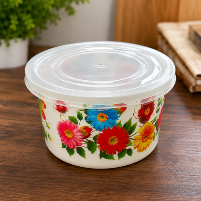 Premium 4-Piece Floral Printed Food Storage Container Set - BPA Free, Airtight Leak Proof, Stackable Kitchen Organizers with Lids
