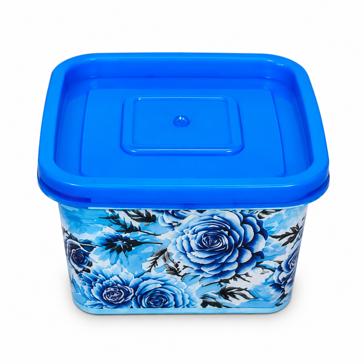Premium Blue Floral Food Storage Containers Set - Airtight & Leakproof, BPA Free Square Kitchen Organizers with Blue Lids