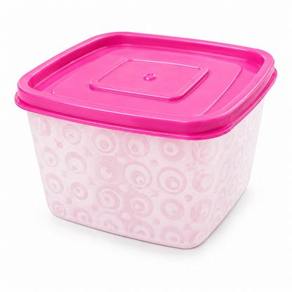 Premium Pink Patterned Square Food Storage Container Set - Airtight Leakproof BPA Free Kitchen Organizers with Pink Lids