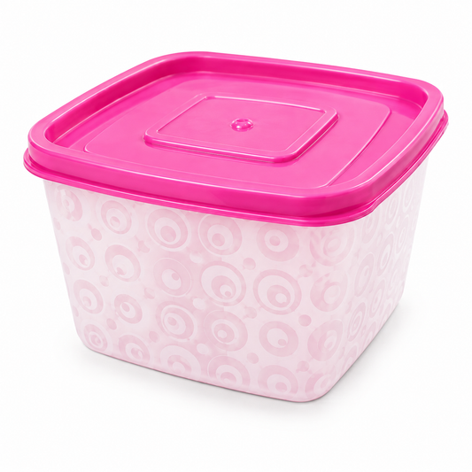 Premium Pink Patterned Square Food Storage Container Set - Airtight Leakproof BPA Free Kitchen Organizers with Pink Lids