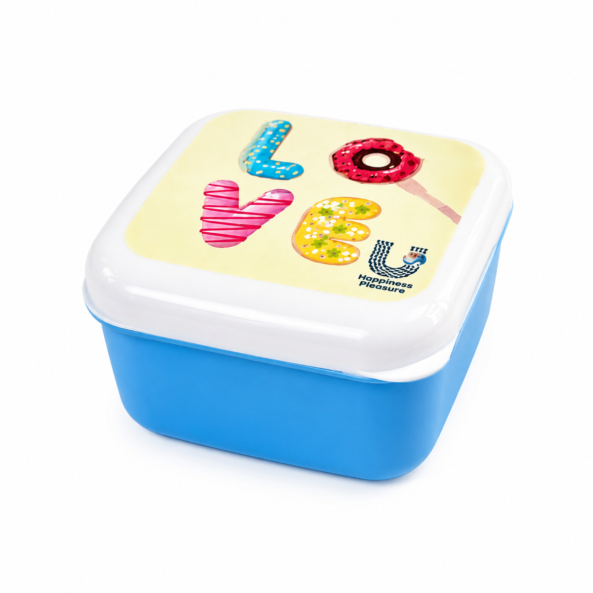 Premium "LOVE" Printed Square Food Storage Container Set - Airtight Leakproof BPA Free Kitchen Organizers with White Lids